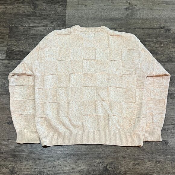 Vintage 90s Roundtree & Yorke Cream Checkered 3D Knit Sweater - Men's Size XL - Picture 4 of 6